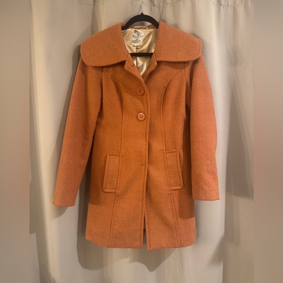 Women’s Orange Vintage Wool Pea Coat - Picture 1 of 7